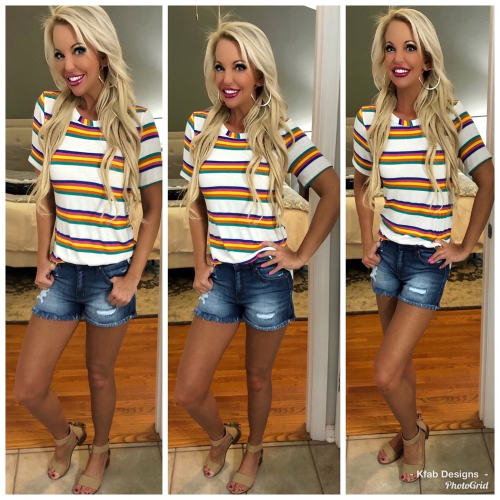 ❤️LAST 1! Multi Stripe Round Neck Tunic Top! - Picture 2 of 6